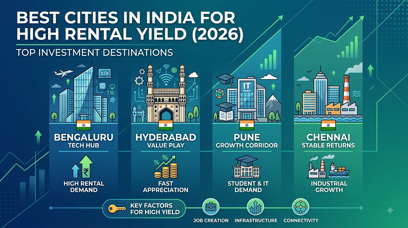 Best Cities in India to Invest in Real Estate for High Rental Yield in 2026